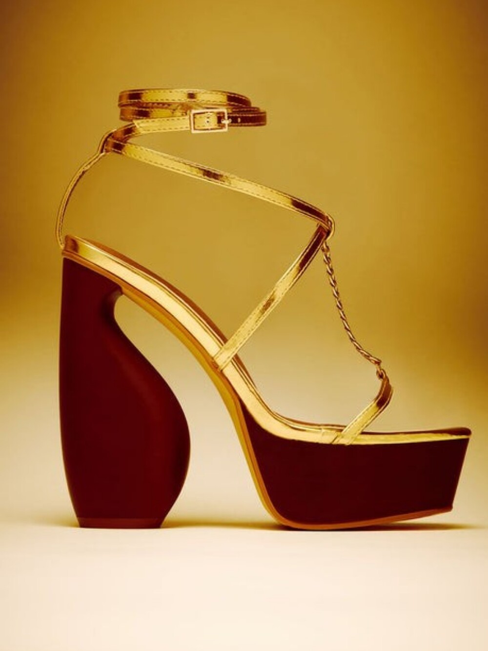 Fashion Nova Metallic Gold Wrap Platform Sandals